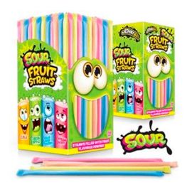 Кислый фруктовый порошок Fruit Straws Johny Bee sour powder straw шипучка в трубочке 3 гр