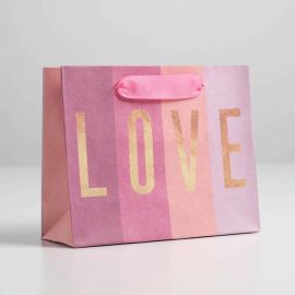 Пакет крафтовый горизонтальный «LOVE», S 15 × 12 × 5.5 см